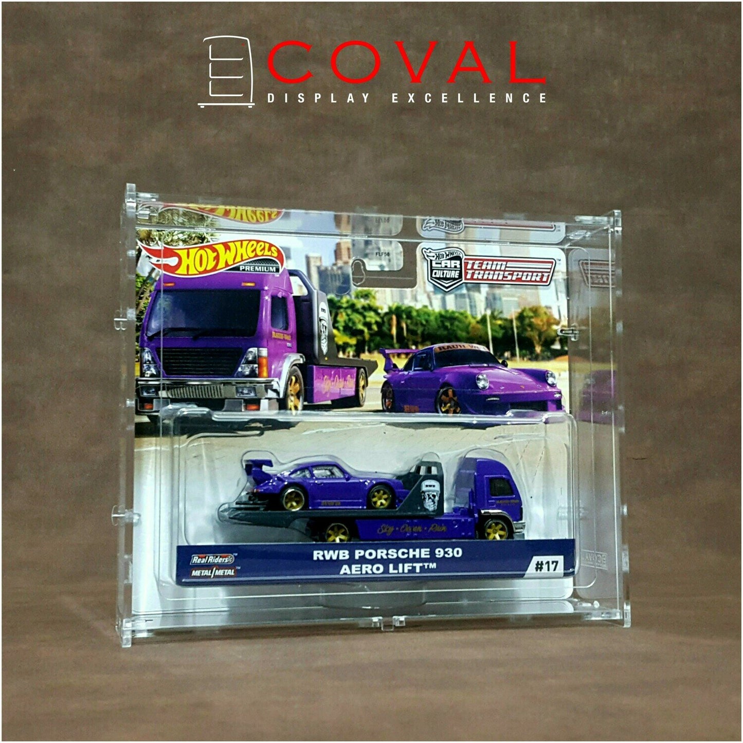 HDX-101 Acrylic Display Case for Single Extra Wide Carded Hot Wheels Team Transport with Front Vertical Door