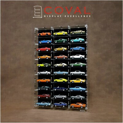 LST-310W Acrylic Wall Display for 1/64 Loose Cars Holds 30