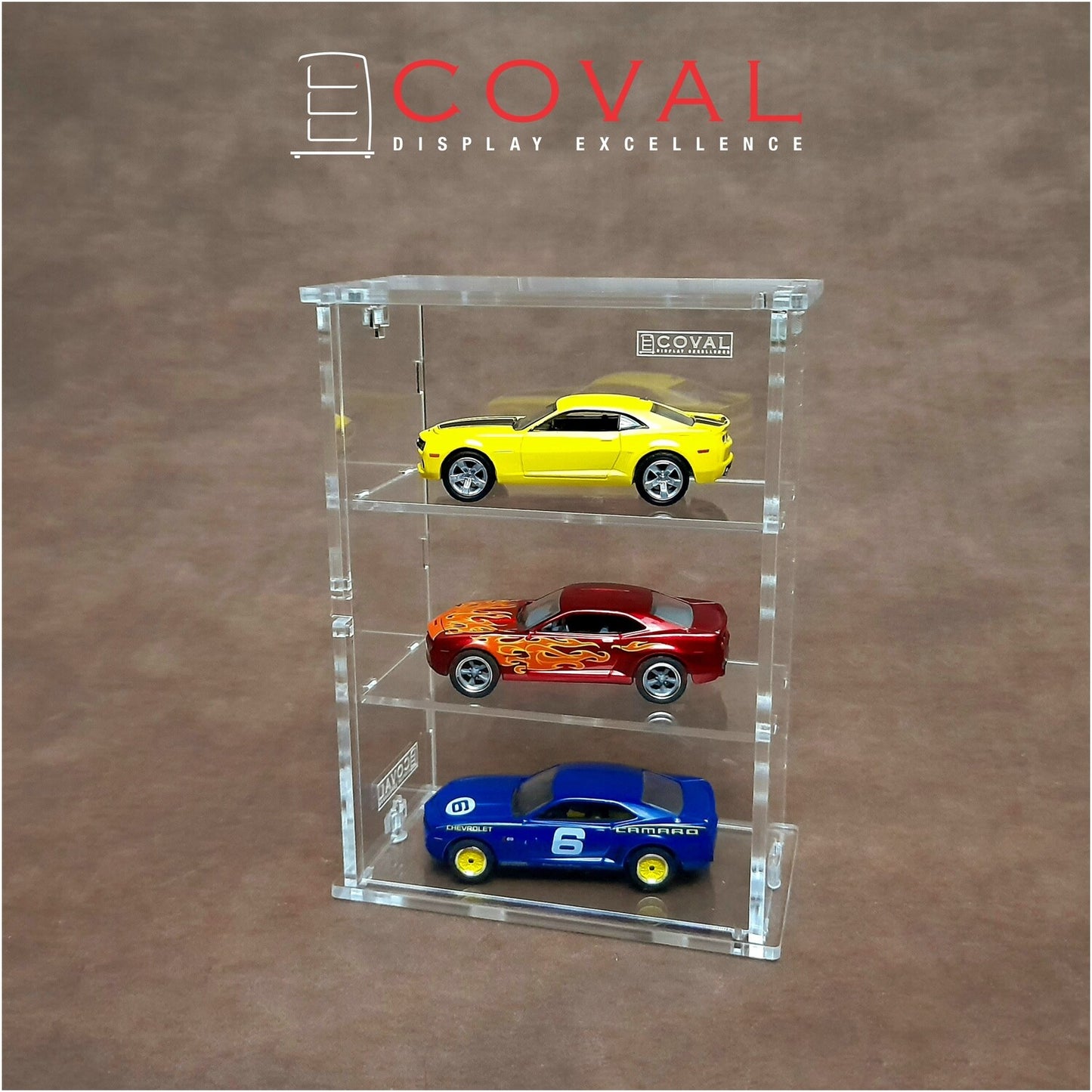 SMD-103C Acrylic Cabinet Holds 3 Loose Cars 1/64 Scale