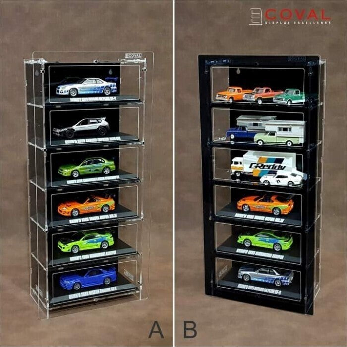 HTC-106 Acrylic Wall Display for 1/64 Hot Wheels Team Transport Loose Car Holds 6