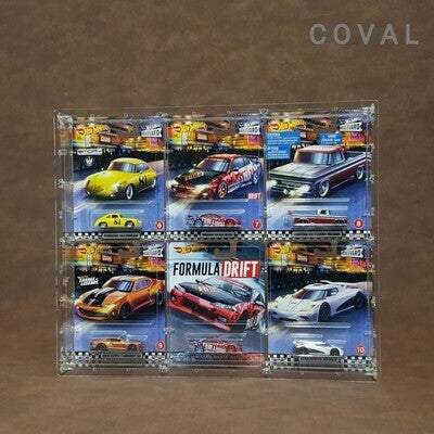 HWC-302 Acrylic Display Case for Six Premium Wide Carded Hot Wheels